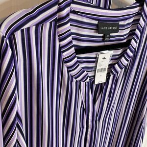 Lane Bryant Blouse size 22 NWT Purple Lavender Black